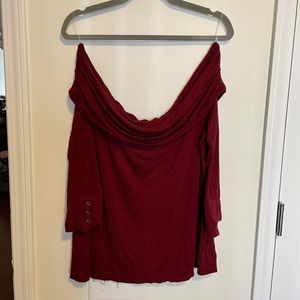 Adorable Maroon Off Shoulder Blouse - NWOT